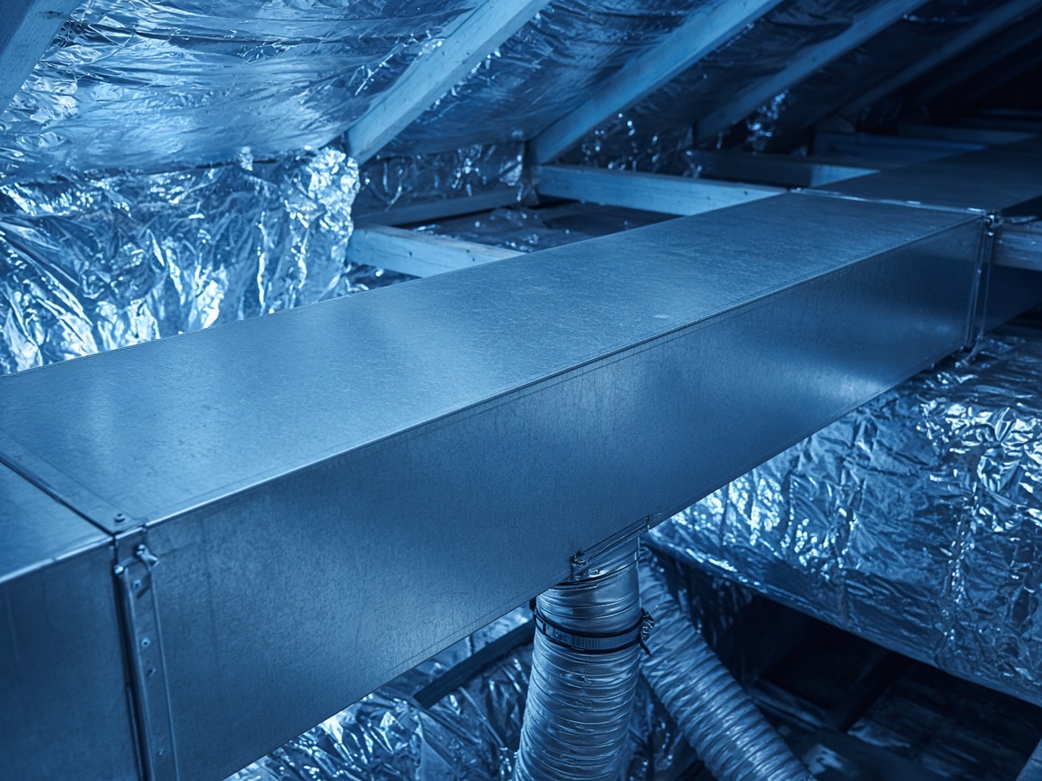 Sheet-metal ductwork in an attic